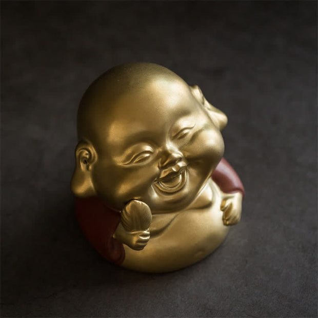 Buddha Stones Little Buddha Laughing Buddha Ceramic Healing Incense Burner Incense Burner BS 10