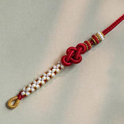 Buddha Stones Handmade True Love Knot Peach Blossom Charm Luck Rope Bracelet Bracelet BS 10