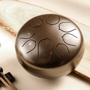 Buddha Stones Steel Tongue Drum Sound Healing Meditation Lotus Pattern Drum Kit 8 Note 6 Inch Percussion Instrument Tongue Drum BS Brown