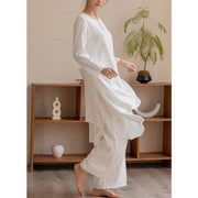 Buddha Stones 2Pcs Simple Design Tai Chi Meditation Yoga Clothing Top Pants Women's Set Clothes BS 3
