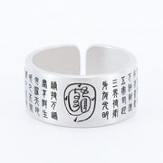 Buddha Stones Taoist Nine-Character Mantra Bagua Yin Yang Engraved Harmony Ring Ring BS Golden Light Mantra