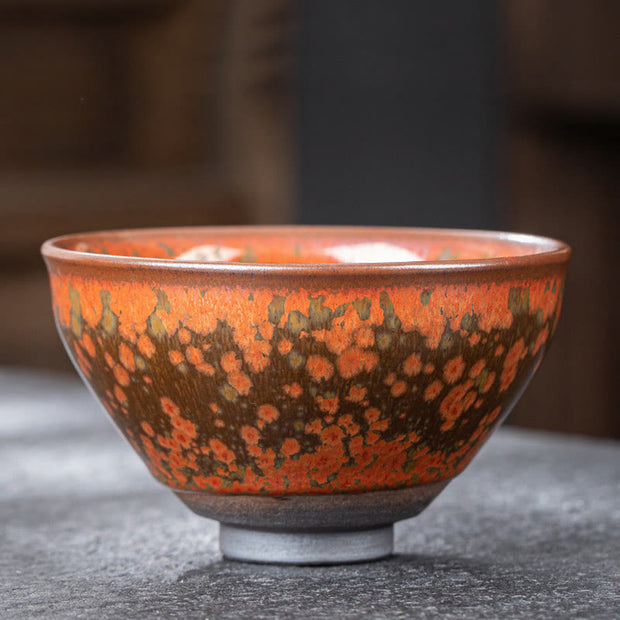 Buddha Stones Blooming Flowers Pattern Chinese Jianzhan Kiln Change Ceramic Teacup Kung Fu Tea Cup Bowl