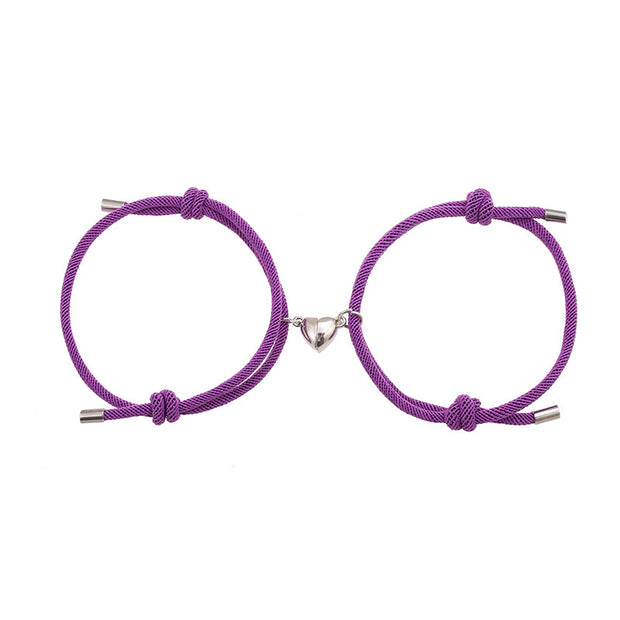 2Pcs Love Magnetic Couple String Strength Bracelet Bracelet BS Purple