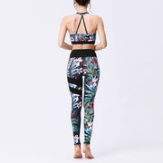 Buddha Stones 2Pcs Sunflower Flowers Leaves Top Pants Sports Fitness Yoga Women's Yoga Sets