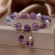 Buddha Stones Natural Amethyst Zircon Love Heart Healing Soul Charm Bracelet Bracelet BS 2