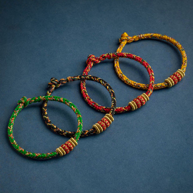 Buddha Stones Tibet Handmade Chinese Zodiac Natal Buddha Luck Strength Braided String Bracelet Bracelet BS 13