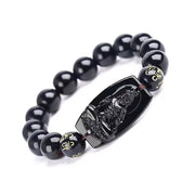 Buddha Stones Chinese Zodiac Obsidian Protection Bracelet Bracelet BS Rooster-14mm