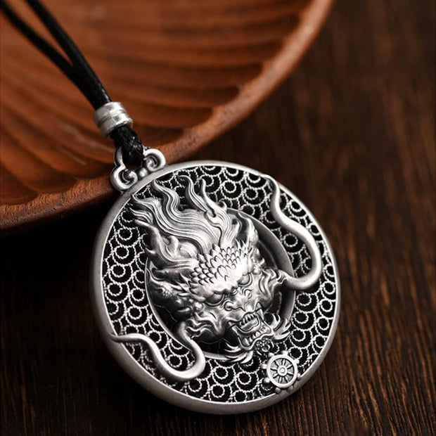 Buddha Stones 999 Sterling Silver Year Of The Dragon Handcrafted Dragon Head Relief Carved Protection Necklace Pendant Necklaces & Pendants BS 1