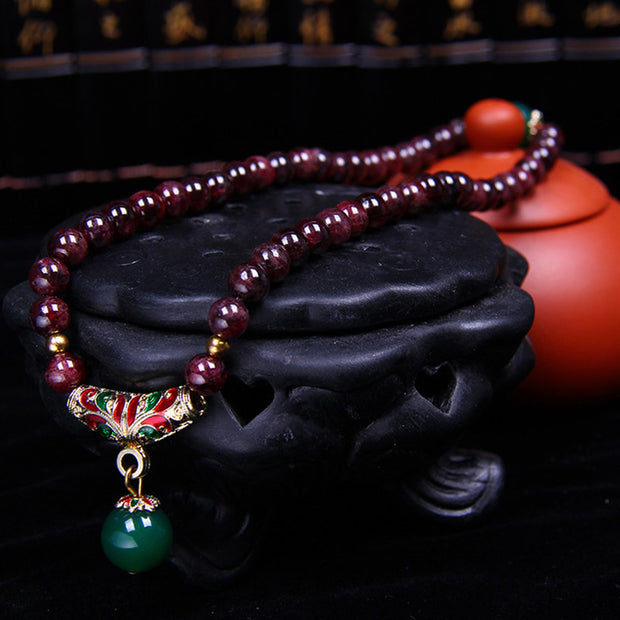 Buddha Stones Natural Garnet Blessing Bracelet Bracelet Necklaces & Pendants BS 5
