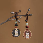 Buddha Stones Ebony Wood Rosewood Buddha Avalokitesvara Om Mani Padme Hum Balance Car Key Chain Decoration Key Chain BS 25