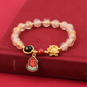 Buddha Stones Tibet Om Mani Padme Hum Fu Character Gourd Charm Lotus Liuli Glass Bead Luck Bracelet Bracelet BS 10
