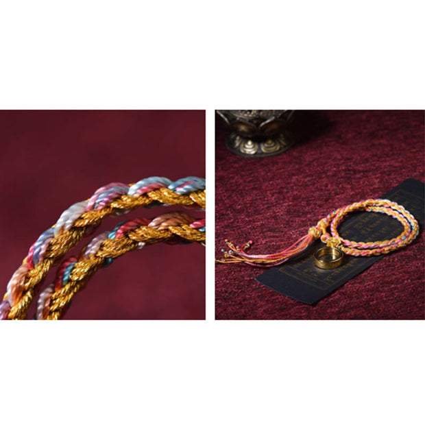 Buddha Stones Tibetan Handmade Luck Colorful String Single Double Wrap Braided Bracelet Bracelet BS 4