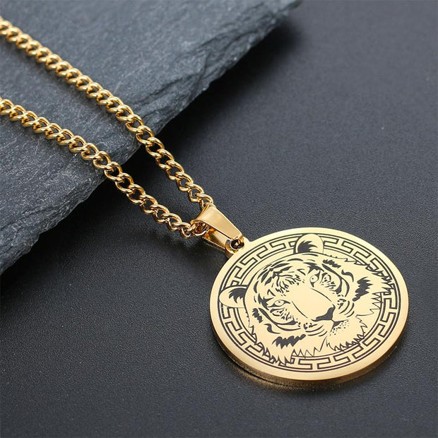 Animal Titanium Steel Chain Necklace Protection Pendant (Extra 30% Off | USE CODE: FS30) Necklaces & Pendants BS Gold Tiger