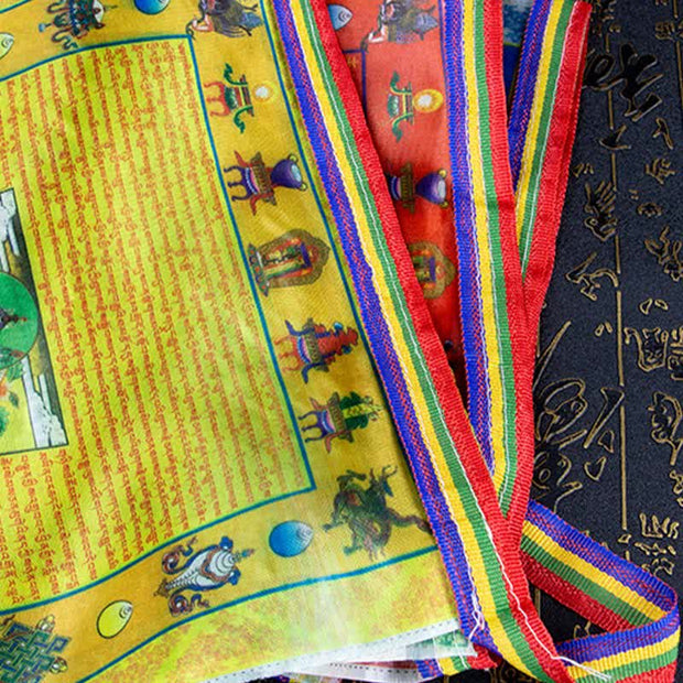 Buddha Stones Tibetan 5 Colors Windhorse Buddha Tara Scriptures Healing Auspicious Outdoor Prayer Flag TIBETAN PRAYER FLAGS buddhastoneshop 6