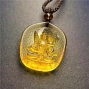 Buddha Stones Chinese Zodiac Natal Buddha Blessing Liuli Crystal Compassion Necklace Pendant Necklaces & Pendants BS Ox/Tiger-Void Bodhisattva
