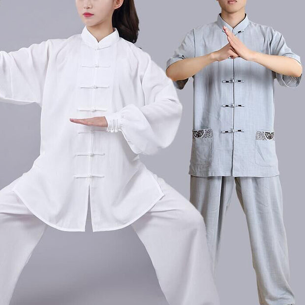 Buddha Stones Meditation Zen Prayer Spiritual Tai Chi Qigong Practice Unisex Embroidery Clothing Set Clothes BS 1