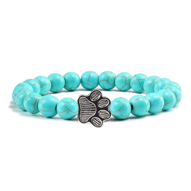 'Buddha Stones “Save A Dog” Stone Bracelet Bracelet Bracelet Blue Beads