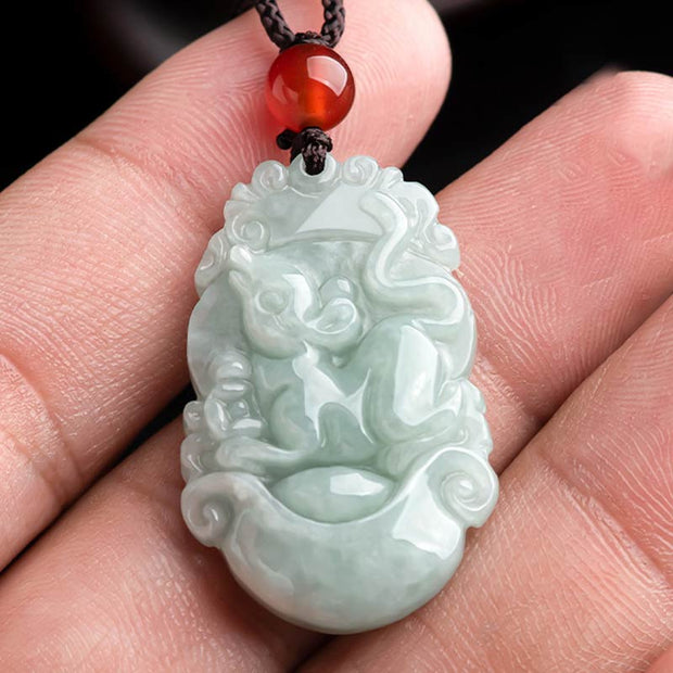 Buddha Stones Natural Jade 12 Chinese Zodiac Sucess Pendant Necklace Necklaces & Pendants BS 4