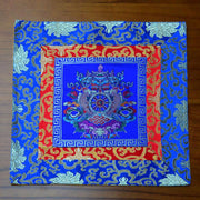 Buddha Stones Prayer Altar Mat Meditation Strength Endless Knot Vajra Man-Bcu Kalachakra Auspicious Symbols Prayer Altar BS 8 Auspicious Symbols Blue