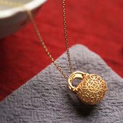 Buddha Stones Blessing Money Bag Jade Abundance Chain Necklace Pendant Necklaces & Pendants BS 7