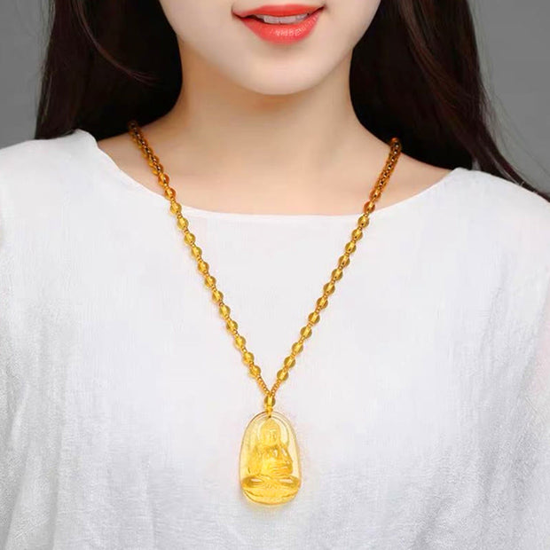 Citrine Guardian Buddha Serenity Pendant Necklace (Extra 40% Off | USE CODE: FS40) Necklaces & Pendants BS 11