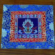 Buddha Stones Prayer Altar Mat Meditation Strength Endless Knot Vajra Man-Bcu Kalachakra Auspicious Symbols Prayer Altar BS The Chintamani Jewel Blue