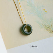 Buddha Stones Natural Round Jade Peace Buckle Luck Abundance Necklace Pendant Necklaces & Pendants BS Cyan Jade 16mm