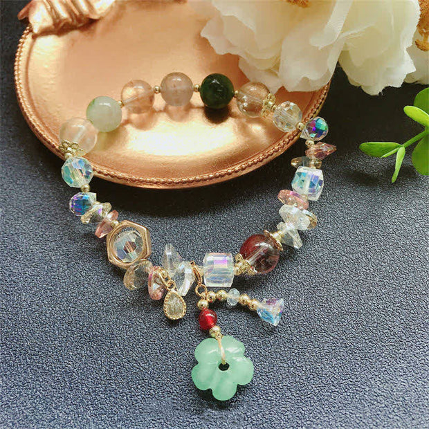 Buddha Stones Colorful Gemstone Green Aventurine Flower Bead Luck Bracelet Bracelet BS 6