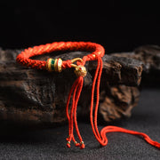 Buddha Stones Tibetan Handmade Luck Prayer Wheel Bead Charm Weave Colorful String Bracelet Bracelet BS Red(Wrist Circumference 14-19cm)