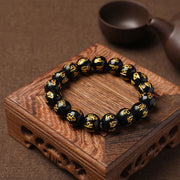 Buddha Stones Tibet White Crystal Black Onyx Om Mani Padme Hum Meditation Bracelet Bracelet BS 22