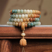 Buddha Stones 108 Mala Beads Gradient Bodhi Seed Buddha Hand Engraved Peace Bracelet Mala Bracelet BS Bodhi Seed(Wisdom♥Wake Up)