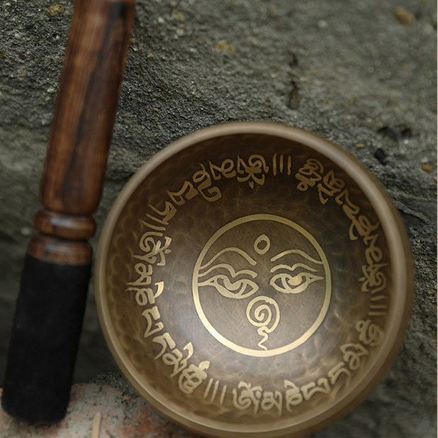 Buddha Stones Tibetan Sound Bowl Handcrafted for Yoga and Meditation Singing Bowl Set Singing Bowl buddhastoneshop 3.54IN (9CM)