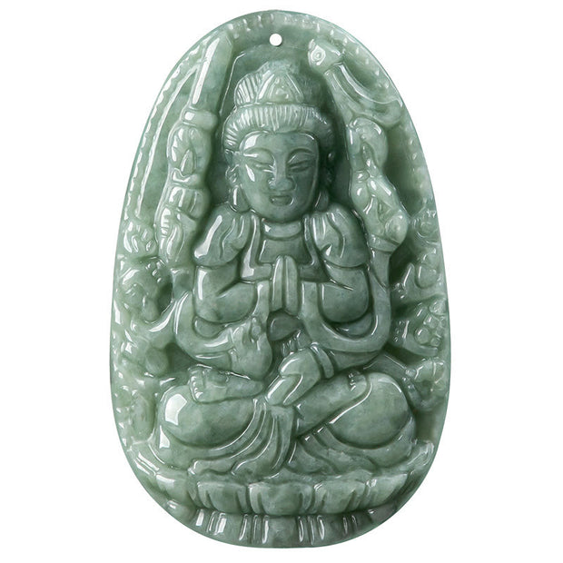 Buddha Stones Chinese Zodiac Natal Buddha Natural Jade Wealth Prosperity Necklace Pendant Necklaces & Pendants BS 9