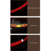 Buddha Stones 999 Gold Ingot Handmade Eight Thread Peace Knot Weave Luck Rope Bracelet