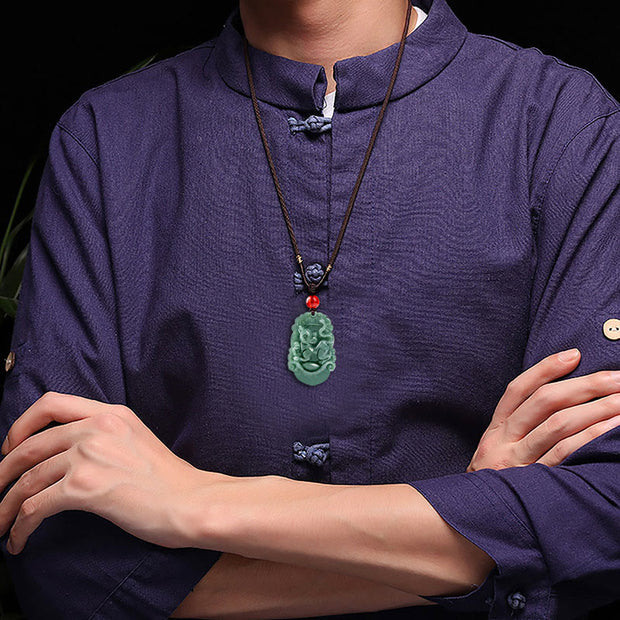 Buddha Stones Natural Jade 12 Chinese Zodiac Prosperity Necklace Pendant Necklaces & Pendants BS 9
