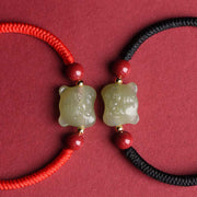 Jade Cinnabar Lucky Tiger String Bracelet