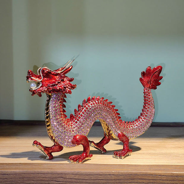 Buddha Stones Handmade Feng Shui Dragon Luck Success Home Decoration Decorations BS Red