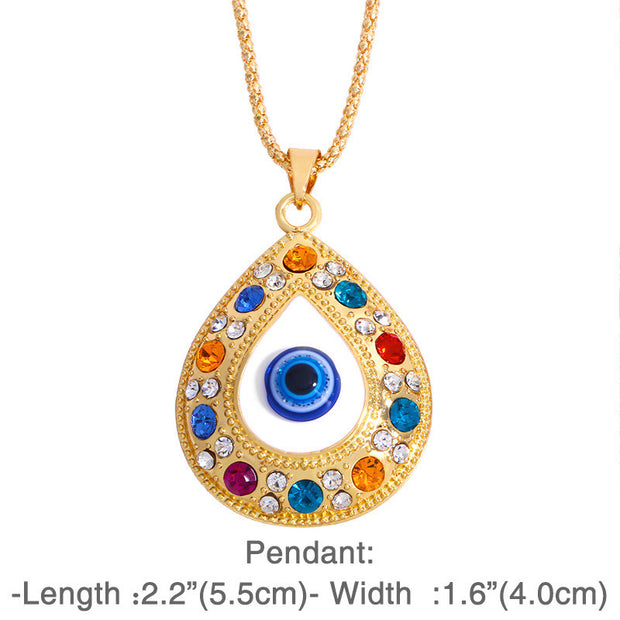 Hamsa Symbol Evil Eye Prosperity Luck Rhinestone Necklace Pendant Necklaces & Pendants BS 8