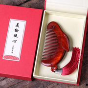 Small Leaf Red Sandalwood Cute Bunny Rabbit Sooth Comb With Gift Box Comb BS 1
