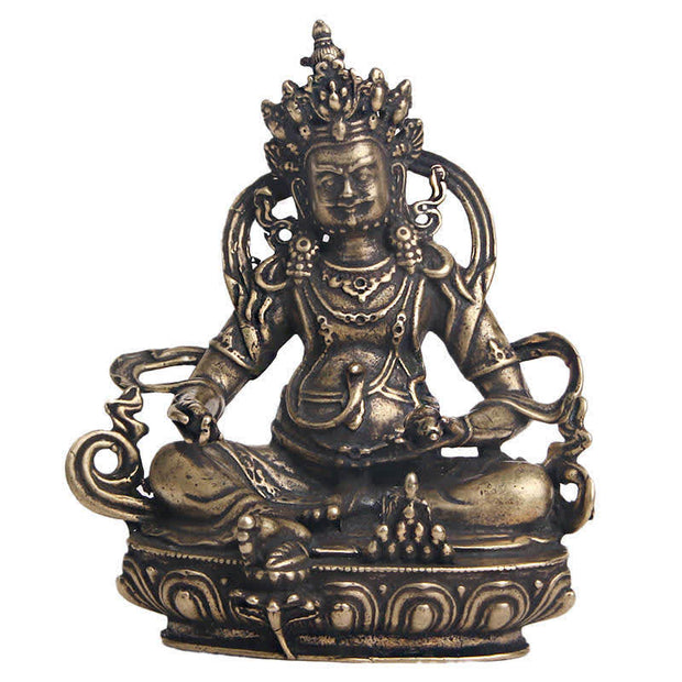 Buddha Stones Yellow Jambhala Bodhisattva Figurine Serenity Copper Statue Decoration
