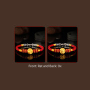 Buddha Stones 999 Gold Chinese Zodiac Auspicious Matches Om Mani Padme Hum Luck Handcrafted Bracelet Bracelet BS 5