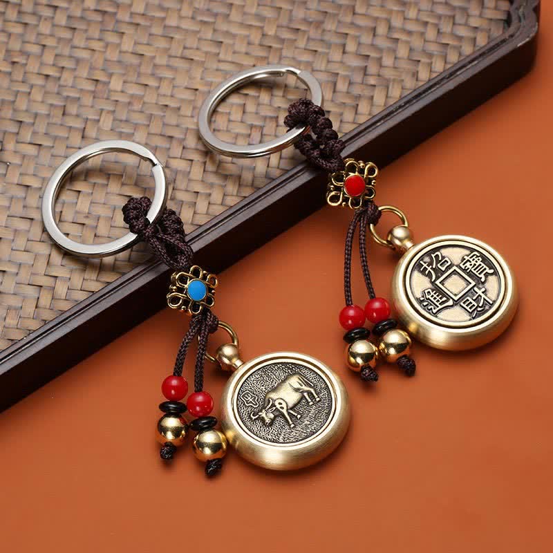 Cool Shaolin Stick Kung Fu Keychain – Leather & Metal Ring For Car Keys, Unique Cultural Gift