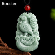 Buddha Stones Natural Green Jade 12 Chinese Zodiac Luck Prosperity Necklace Pendant Necklaces & Pendants BS Rooster