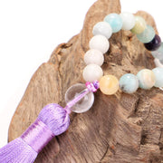 108 Mala Beads Amethyst Fluorite Amazonite Spiritual Positive Tassel Bracelet Mala Bracelet BS 7
