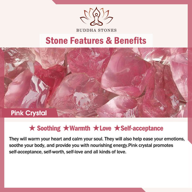 Buddha Stones Amethyst Pink Crystal Black Rutilated Quartz Spiritual Awareness Bracelet