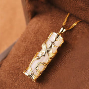 Buddhastoneshop Jade Dragon Phoenix Copper Blessing Harmony Necklace Pendant