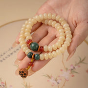 Buddha Stones Bodhi Seed Lotus Pod Charm Peace Double Wrap Bracelet Bracelet BS 1