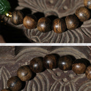 Buddha Stones 999 Gold Brunei Agarwood Cyan Jade Lotus Flower Peace Strength Bracelet Bracelet BS 18