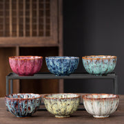 Buddha Stones Peach Blossom Pattern Ceramic Teacup Flower Tea Cups