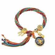 Buddha Stones Tibetan Luck Reincarnation Knot Prayer Wheel Dream Catcher Braid String Bracelet Bracelet BS 3